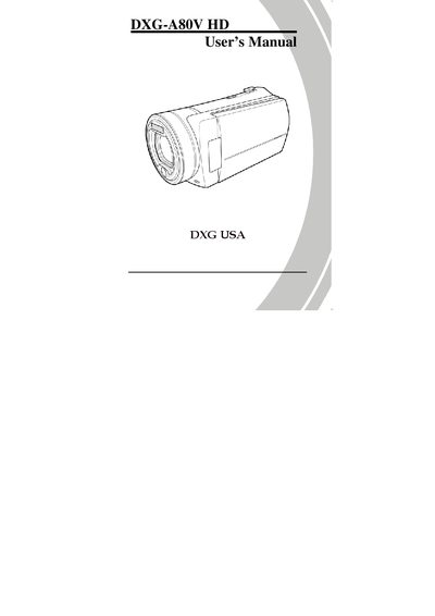 DXG A80V HD User Manual - cover page