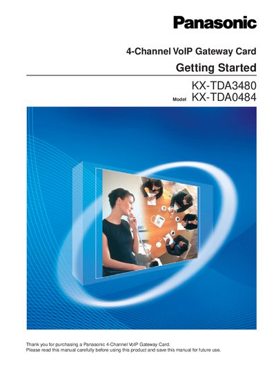 Panasonic KX-TDA3480/KX-TDA0484 4-Channel VoIP Gateway Card Getting Started Manual - cover page