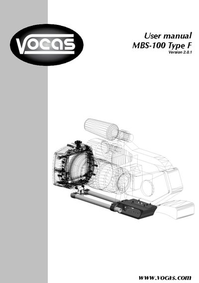 Vocas MBS-100 Type F Matte Box Support User Manual - cover page