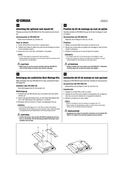 Yamaha RK-MG124 Rack-Mount Kit Installation Instructions - cover page