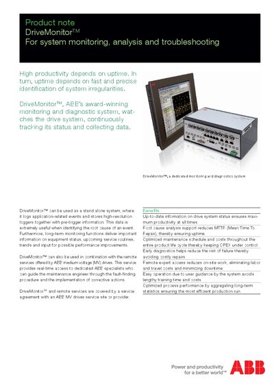 ABB DriveMonitor Product Note - cover page
