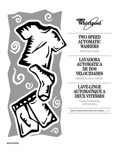 Whirlpool Two Speed Automatic Washers Use and Care Guide - cover page