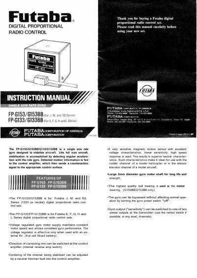 Futaba FP-G153/G153BB FP-G133/G133BB Manual