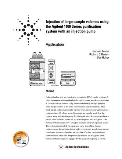 Agilent 1100 Series Purification System Injection Pump Application Note - cover page