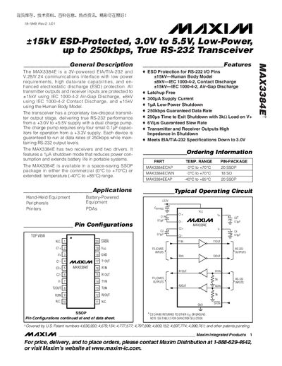 Maxim MAX3384E Datasheet - cover page