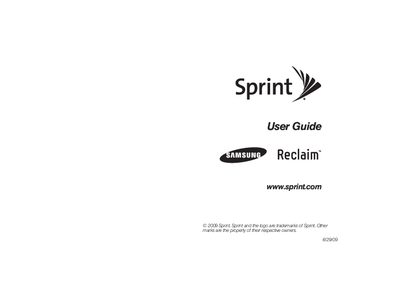 Samsung Reclaim User Guide - cover page