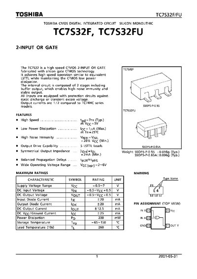 THSHIBA TC7S32F TC7S32FU Manual(2) - cover page