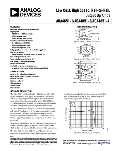 Analog Devices ADA4851-2 Product Handbook - cover page