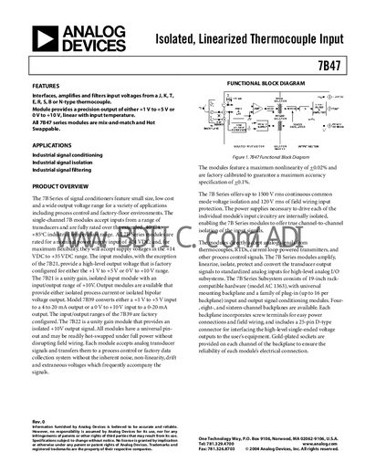 Analog Devices 7B47 Datasheet - cover page