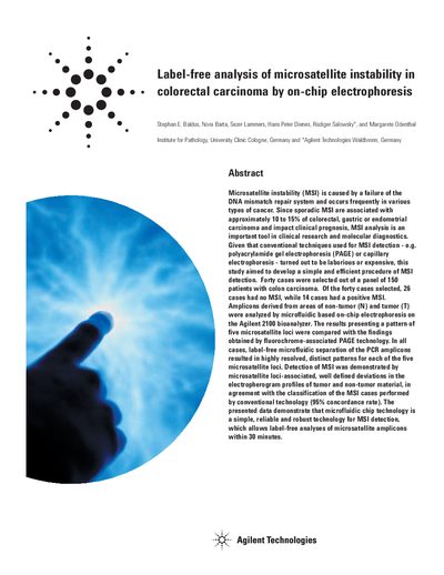Label-free analysis of microsatellite instability in colorectal carcinoma by on-chip electrophoresis - cover page