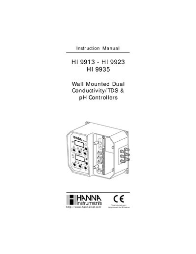 Hanna Instruments HI 9913/9923/9935 Wall-Mounted Controllers Instruction Manual