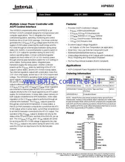 Intersil HIP6503 Datasheet - cover page