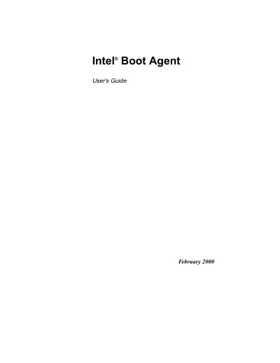 Intel Boot Agent User Guide - cover page