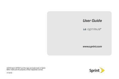 Sprint Optimus Phone User Manual - cover page
