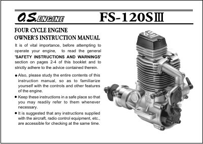 O.S. ENGINE FS-120SIII FOUR CYCLE ENGINE OWNER'S INSTRUCTION MANUAL - cover page
