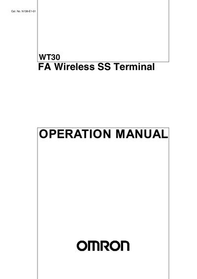 Omron WT30 FA Wireless SS Terminal Operation Manual - cover page