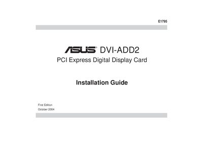 ASUS DVI-ADD2 PCI Express Digital Display Card Installation Guide - cover page