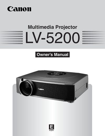 Canon LV-5200 Multimedia Projector Owner's Manual - cover page