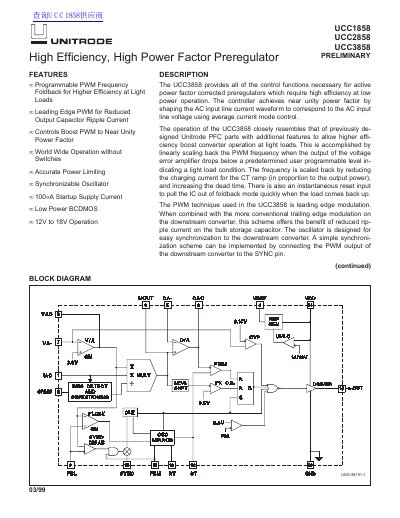 Unitrode Products UCC1858 UCC2858 UCC3858 handbook - cover page