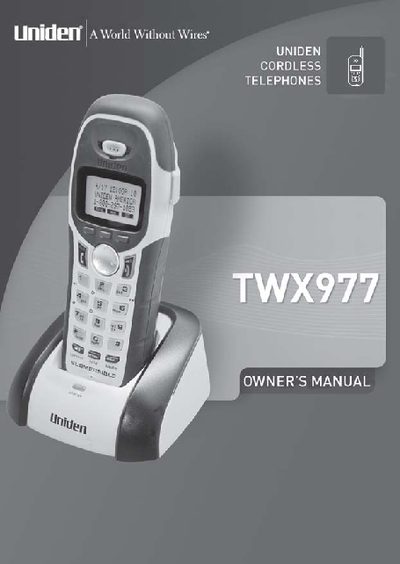 Uniden TWX977 Waterproof Handset User Manual - cover page