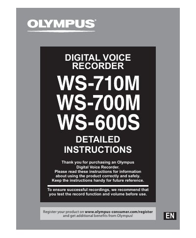 OLYMPUS WS-710M WS-700M WS-600S Manual - cover page