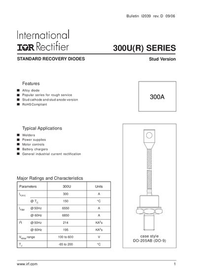 International Rectifier 300U(R) Series Datasheet - cover page