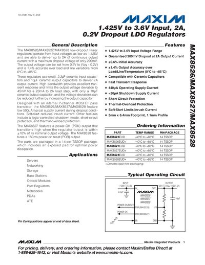 Maxim MAX8526/MAX8527/MAX8528 LDO Regulator Datasheet - cover page