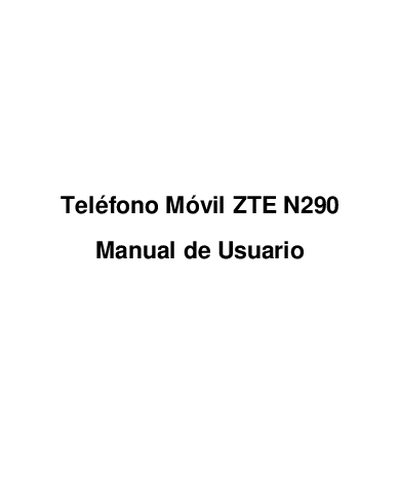 ZTE N290 Mobile Phone User Manual - cover page
