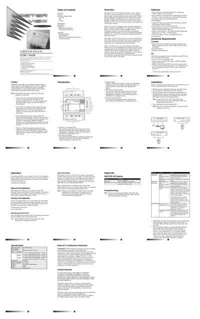 ATEN CS-142 KVM Switch User Manual - cover page
