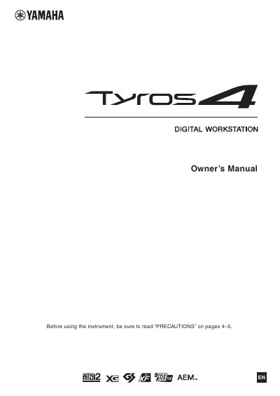 Yamaha Tyros4 Digital Workstation Reference Manual - cover page