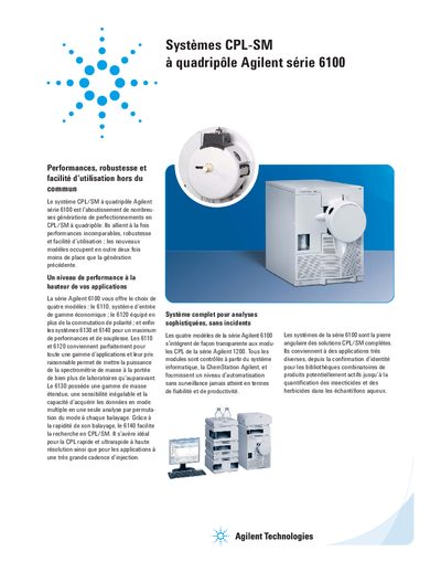 Agilent 6100 Series LC/MS Quadrupole Systems Product Leaflet - cover page