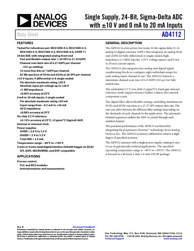 Analog Devices AD4112 24-Bit Sigma-Delta ADC Data Sheet