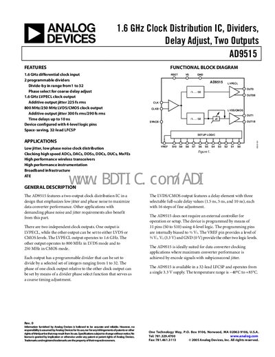 Analog Devices AD9515 Handbook - cover page