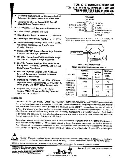 TEXAS INSTRUMENTS TCM1501B TCM1506B TCM1512B TCM1531 TCM1532 TCM1536 TCM1539 handbook - cover page