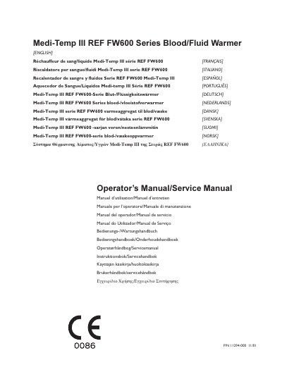 Gaymar FW600 Series Blood/Fluid Warmer Operator's/Service Manual - cover page