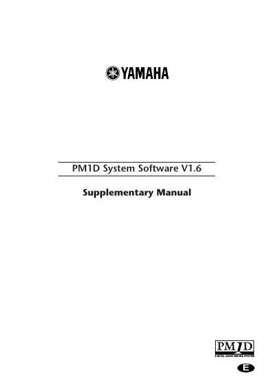 Yamaha PM1D System Software V1.6 Supplementary Manual - cover page