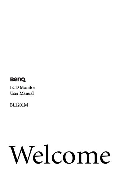 BenQ BL2201M LCD Monitor User Manual - cover page
