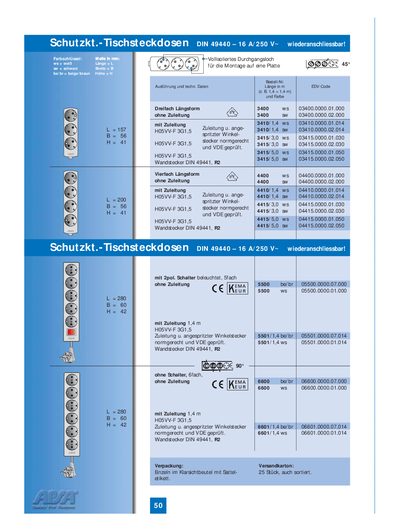 APSA DIN 49440 Table Socket 16 A/250 V Reconnectable Product Leaflet - cover page