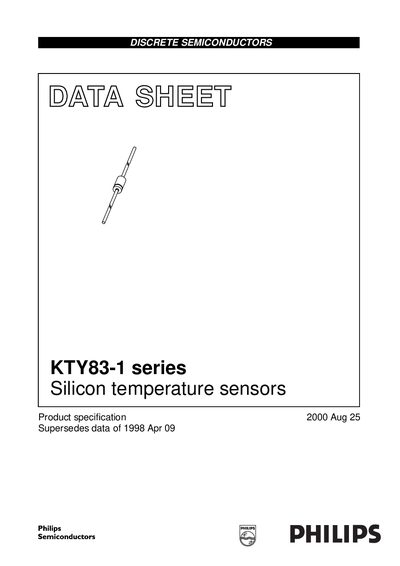Philips KTY83-1 Series Silicon Temperature Sensor Data Sheet - cover page