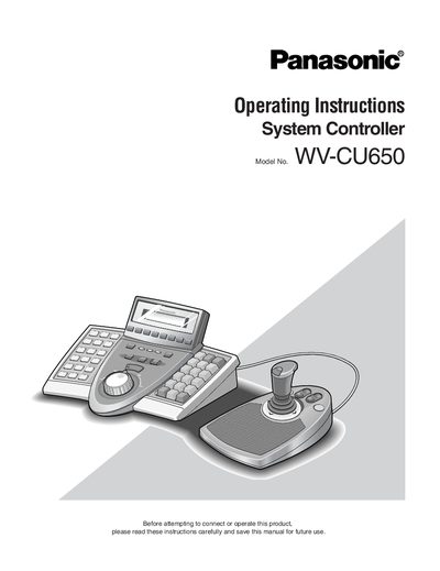 Panasonic WV-CU650 System Controller Operating Instructions - cover page