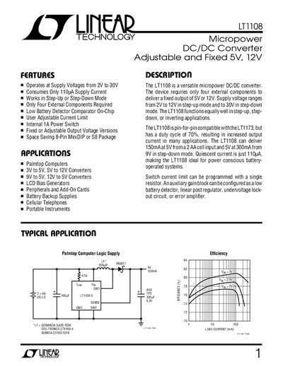 Linear Technology LT1108 DC/DC Converter Handbook - cover page
