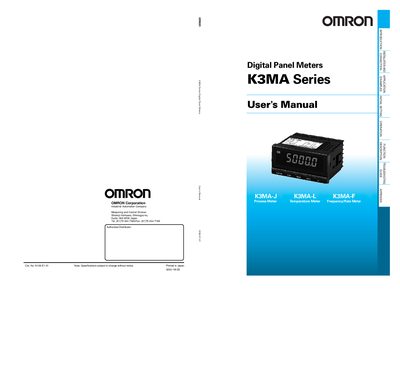 Omron K3MA Series Digital Panel Meter User Manual - cover page