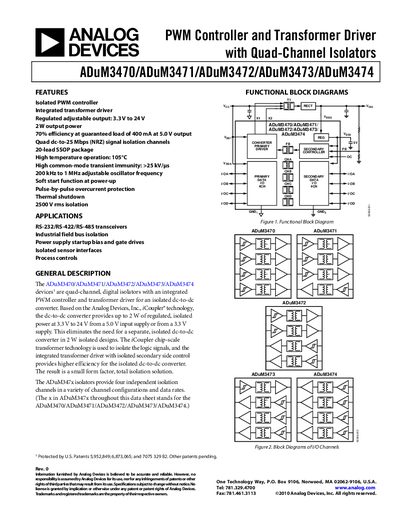 Analog Devices ADuM3470–ADuM3474 Product Handbook - cover page