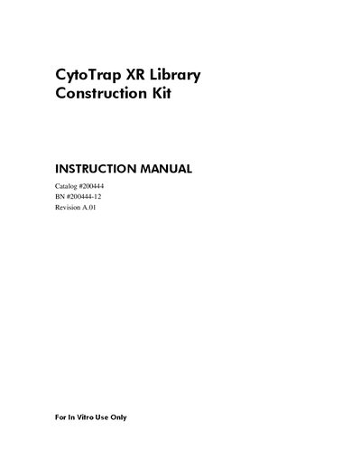 Agilent CytoTrap XR Library Construction Kit Instruction Manual - cover page