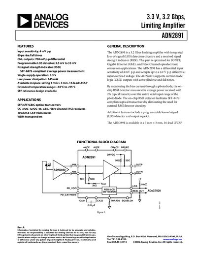 Analog Devices ADN2891 Datasheet - cover page