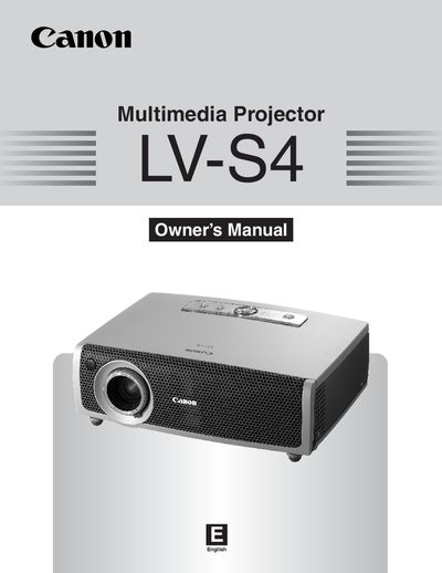 Canon LV‑S4 Projector Owner’s Manual - cover page