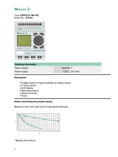 Moeller EASY512-AB-RC Product Data Sheet - cover page
