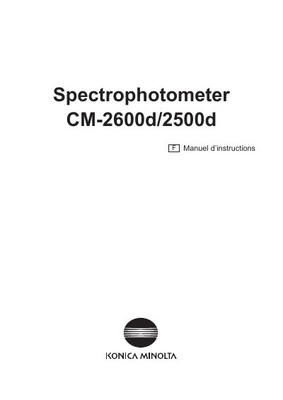 Konica Minolta CM-2600d/2500d Spectrophotometer User Manual - cover page