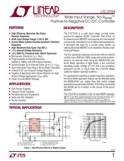 Linear Technology LTC3704 Datasheet - cover page