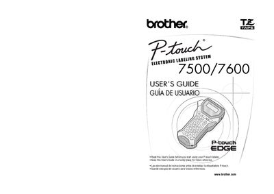 brother P-touch 7500/7600 USER'S GUIDE - cover page